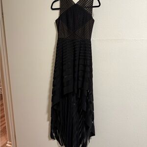 BCBGMaxAzria Black Striped High Low Dress